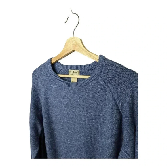 VTG L.L. Bean Mens 100% Organic Cotton Long Sleeve Blue Crewneck Sweater Size M - Picture 2 of 12